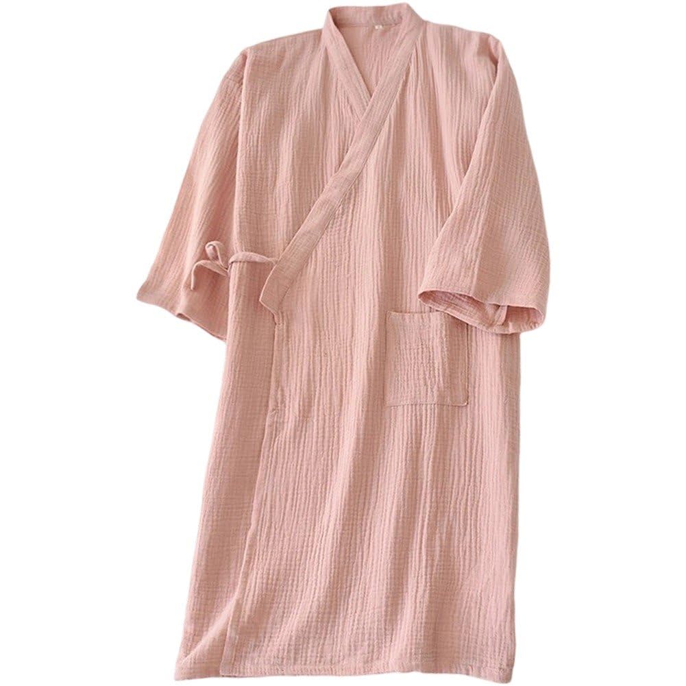 Yukata de spa et peignoir d'intérieur en gaze de coton rose pour routine bien-être