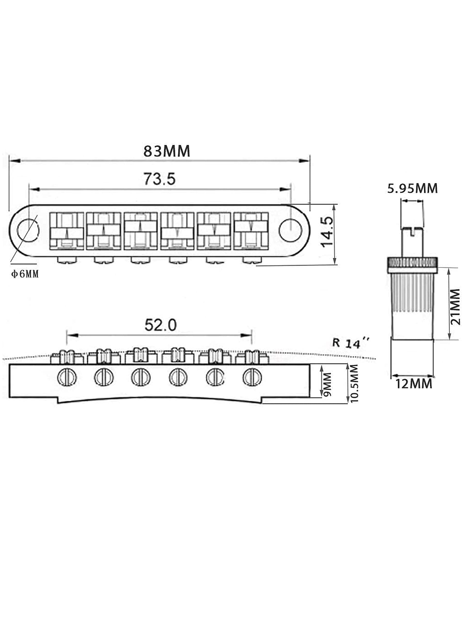 AYUBOUSA Tune-O-Matic Electric Guitar Bridge for SG Les Paul LP Style Guitar Parts Replacement Gold.