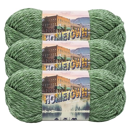 Image of Lion Brand Yarn Hometown Yarn, Super-Bulky Yarn for Knitting, Crocheting, and Crafting, 3 Pack, Everglades | Super Bulky Acrylic Fiber for Warm Crochet Blankets, Knit Winter Hats, Chunky Cardigans, Soft Scarves, Weaving