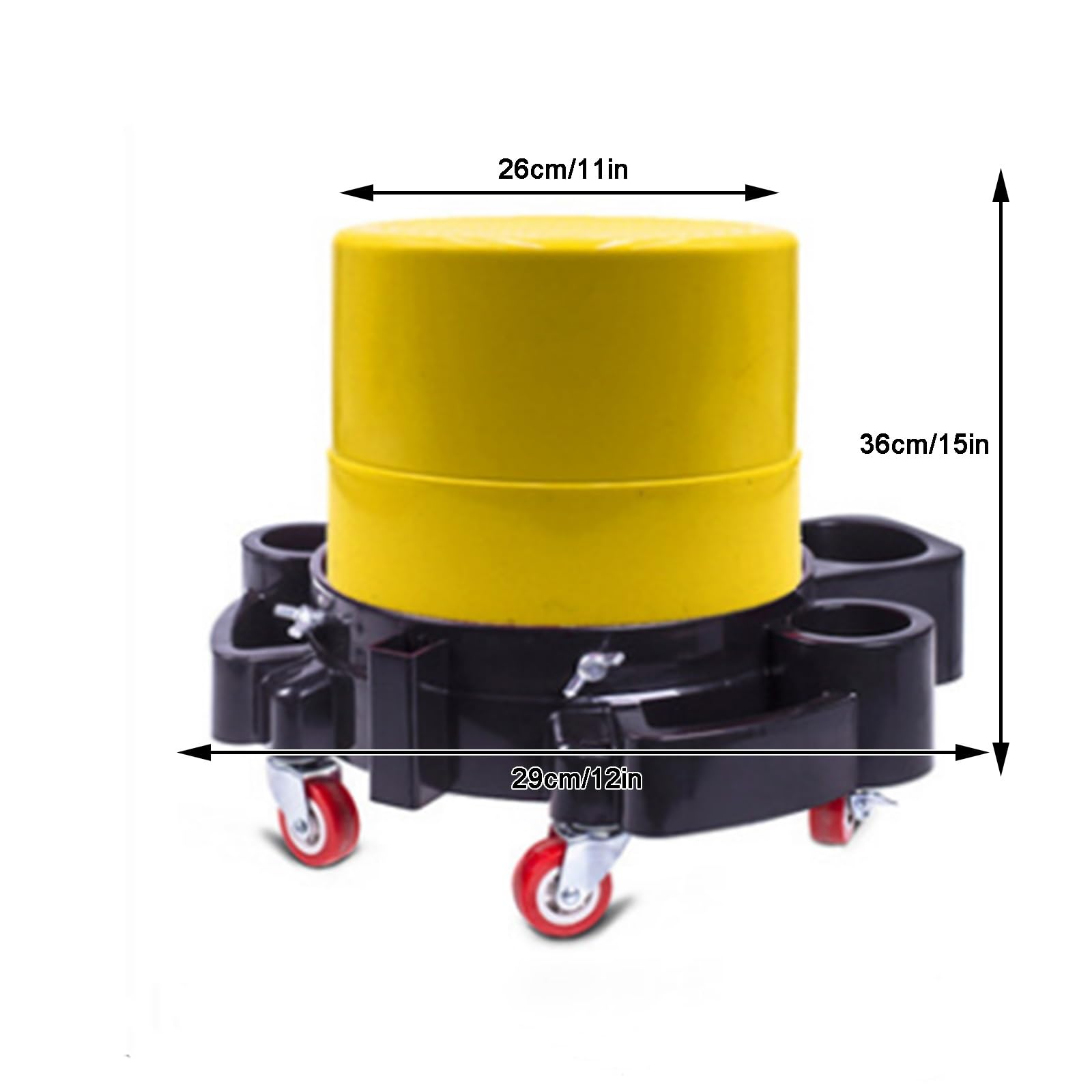 Taburete Taller, Taburete con Ruedas, Mecánica Silla Extraíble de Plástico, Taburete de Taller Móvil, Adecuado para Lavaderos de Autos y Garajes(Yellow)