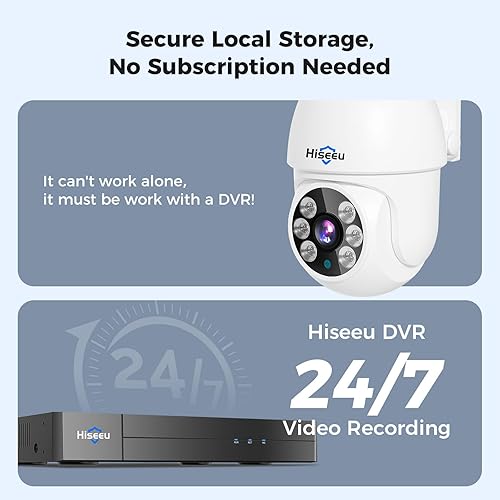 Miniatura 8 de Panorámica de 355 e inclinación de 90Hiseeu 5MP AHD PTZ Cámaras de seguridad con cable para el hogar, visión nocturna clara de 100 pies, CCTV