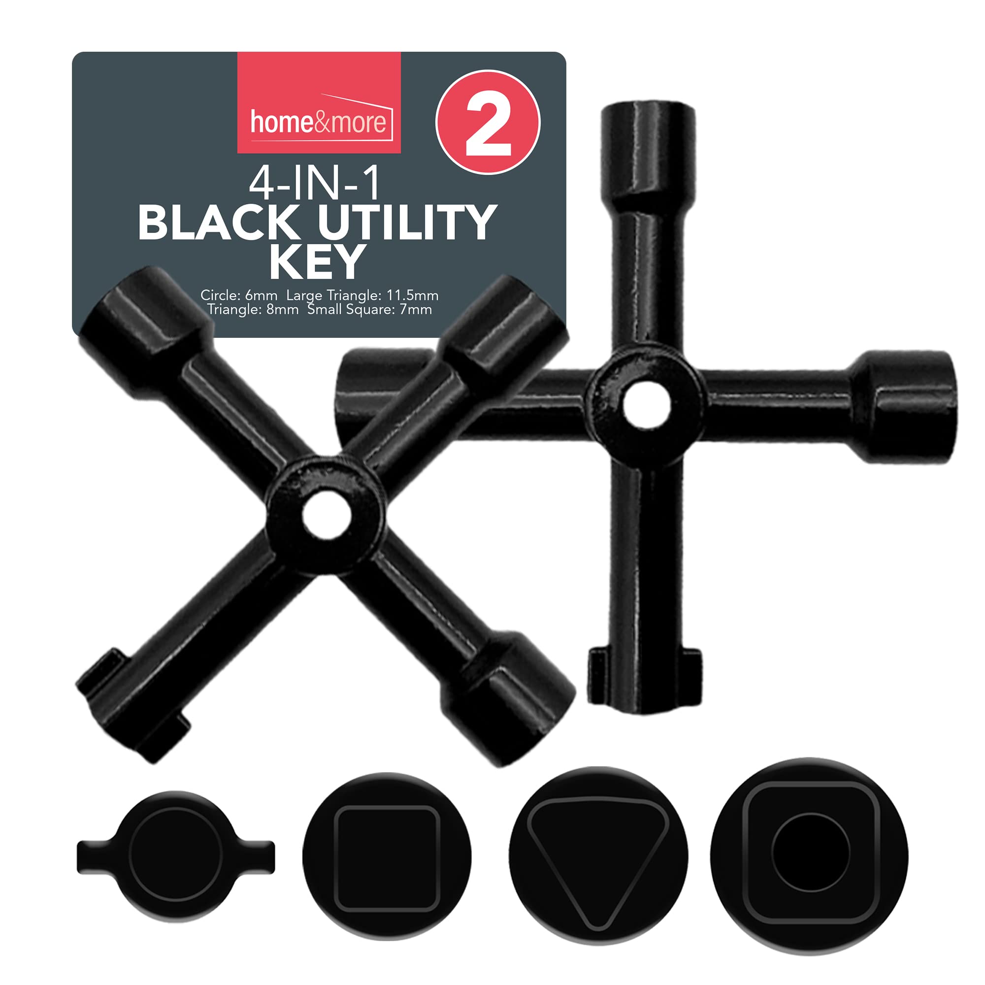 SOL 2pk Household 4 Way Utility Key – Radiator, Gas Meter, Panel & Service Utility Keys – Triangular Keys for Meter Reading, Electric Meter Box & Gas Meter Access