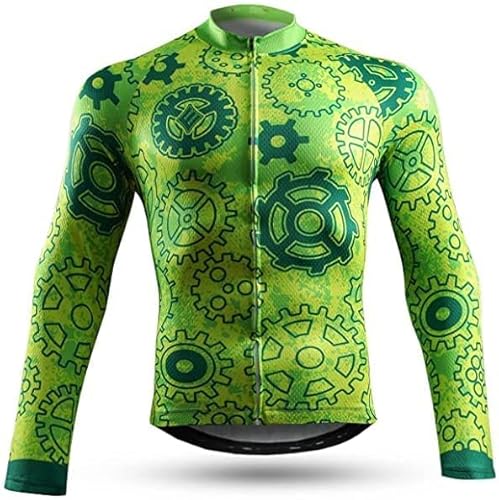 NEENCA Maillot de Ciclismo para Hombre, Manga Larga, con 3 Bolsillos Traseros, Camisa de Ciclismo con Cremallera Completa, Transpirable, Secado rápido