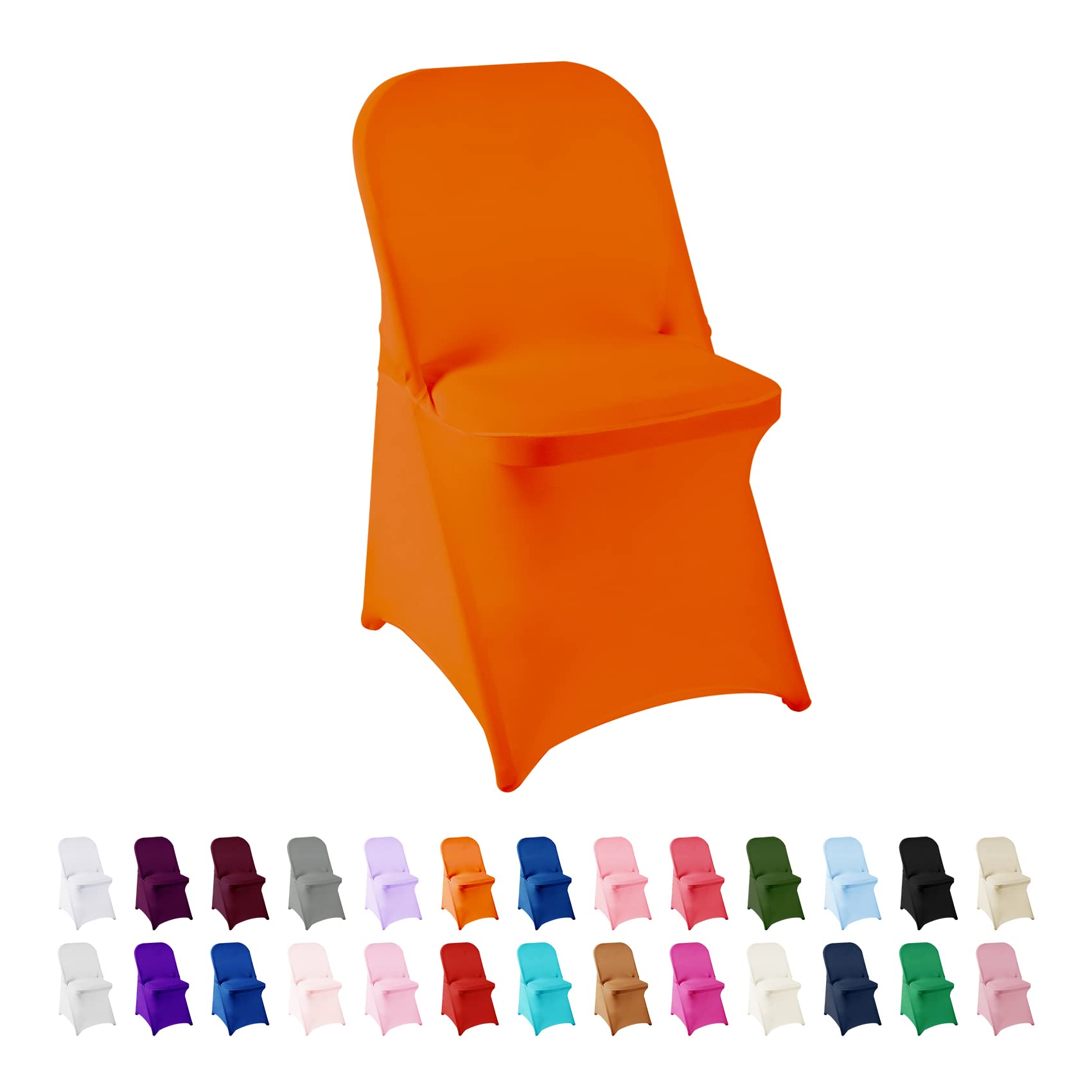 Housses de chaise pliantes en élasthanne orange pour banquet (Lot de 25)