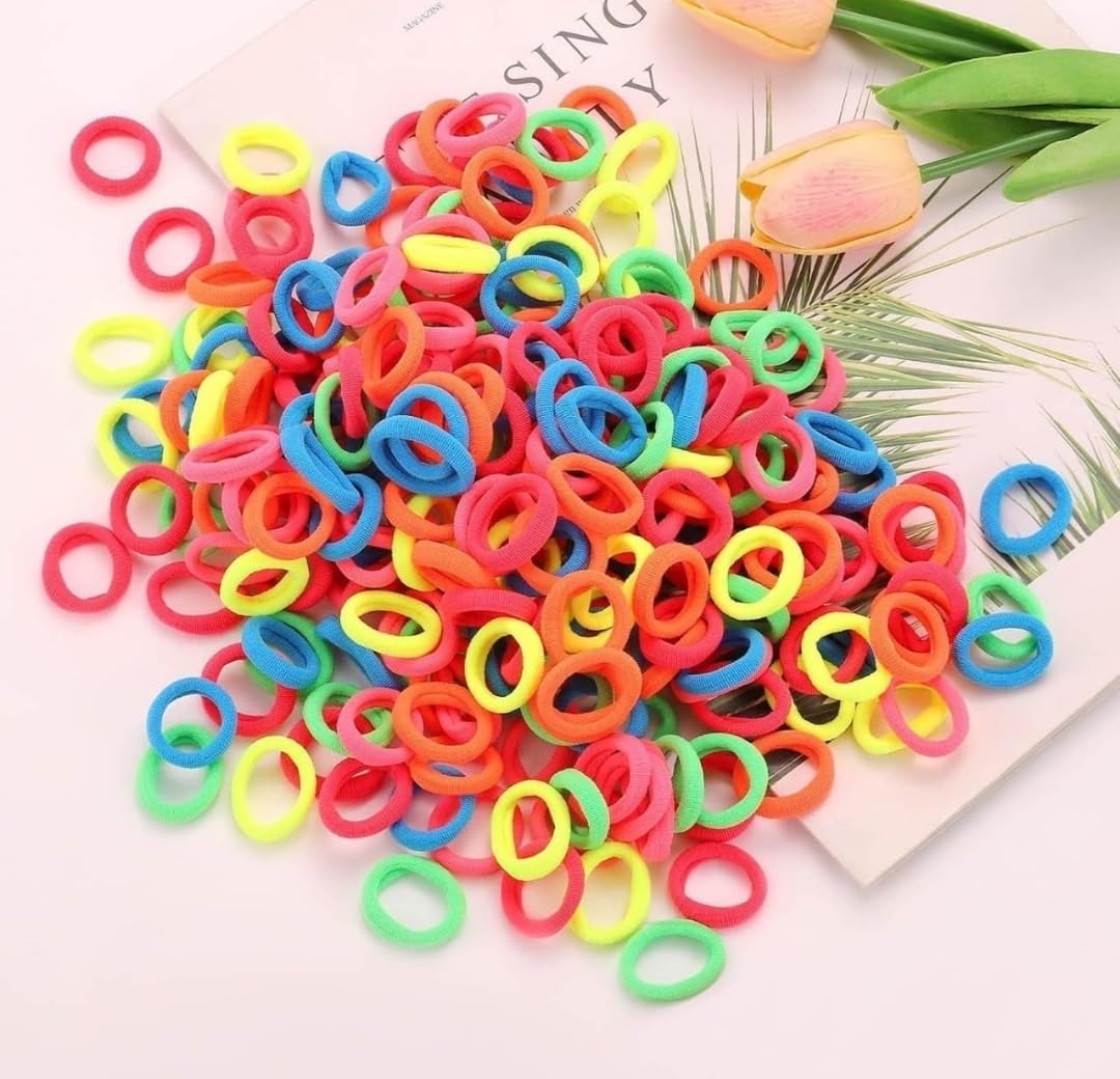 Adilish 100 Pcs Baby Hair Ties, Seamless Cotton Toddler Hair Ties for Girls and Kids, Multicolor Small Soft Hair Elastics Ponytail Holders(10Colors) (Cartoon Band)-image-28
