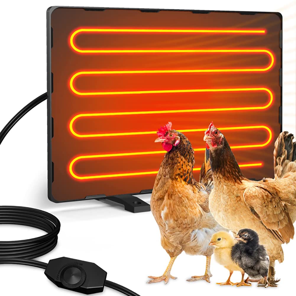ARWIC 40x30cm Chicken Coop Heater, Radiant Heat Chicken Heater with Adjustable Wattage, Pet Flat Panel Heater Cage Heater for Chicken