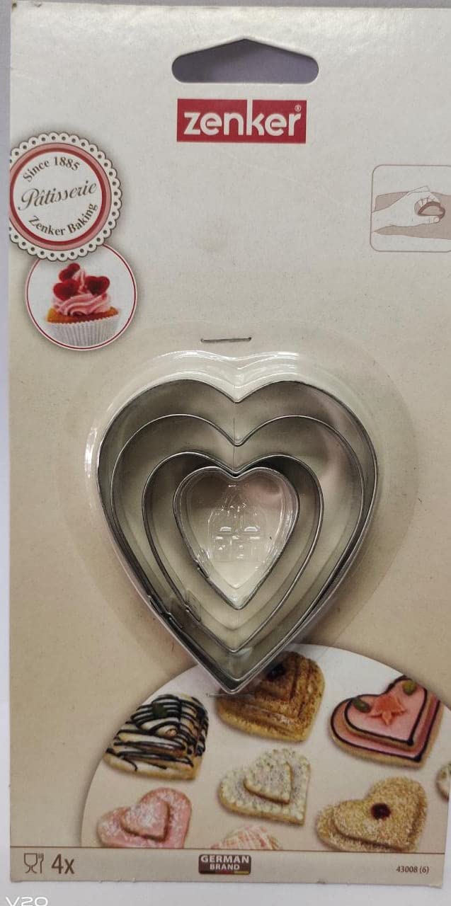 Kitchen Mania Traders Heart Cookie Cutter Set-4 pcs Stainless Steel Four -Pointed Heart Biscuit Molds Fondant Cake Cookie Cutter Set Pastry Mold-for 3D Christmas Tree/linzer Cookies__Pack of 2
