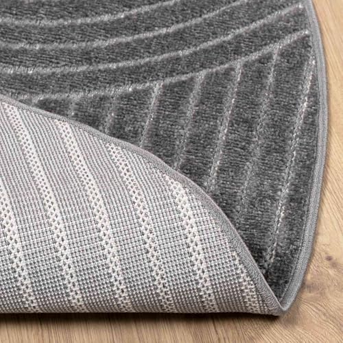 Tapis anthracite rond 200 cm PALMERAS en polyester doux style moderne