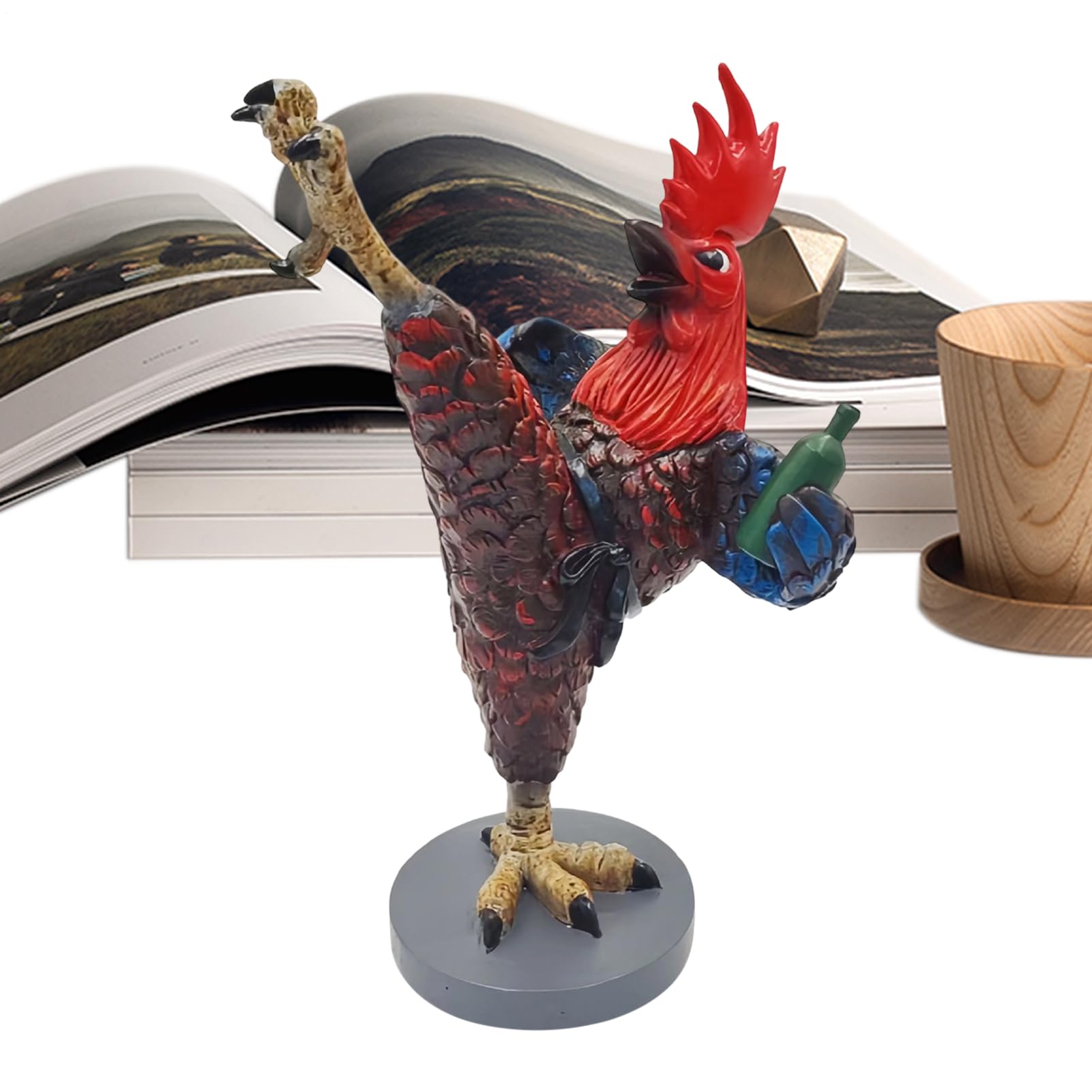 Statue de coq kung fu en résine sculpture poulet décoration table