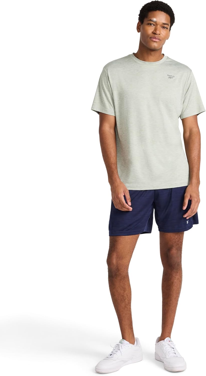 Reebok Mens Reflective Small Logo Crewneck T-Shirt, Standard Fit, Lightweight Cool Touch Jersey Fabric - Image 3