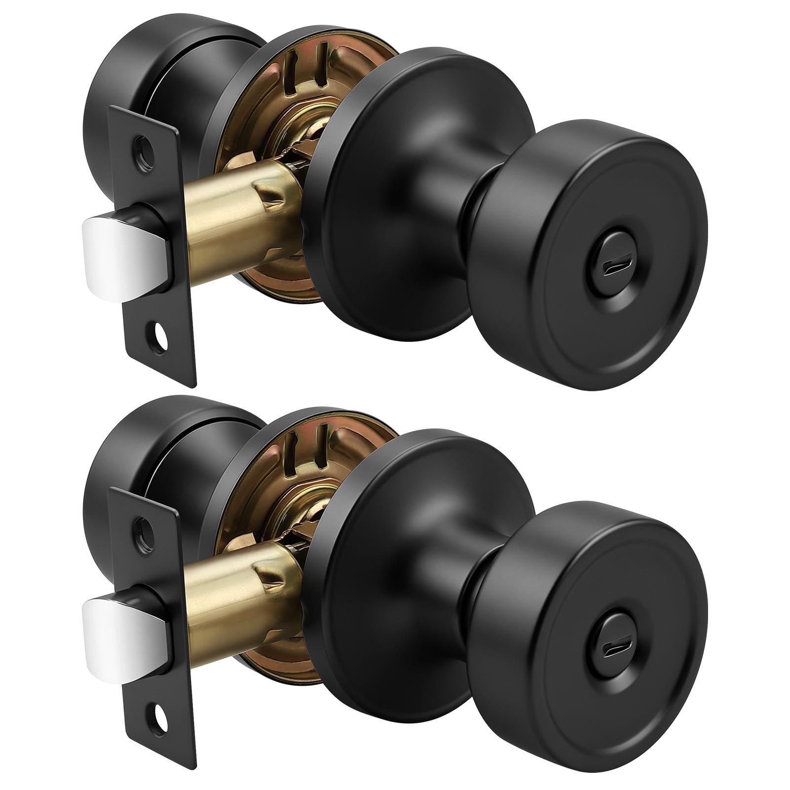 Black Privacy Door Knobs - Emergency Unlock -13