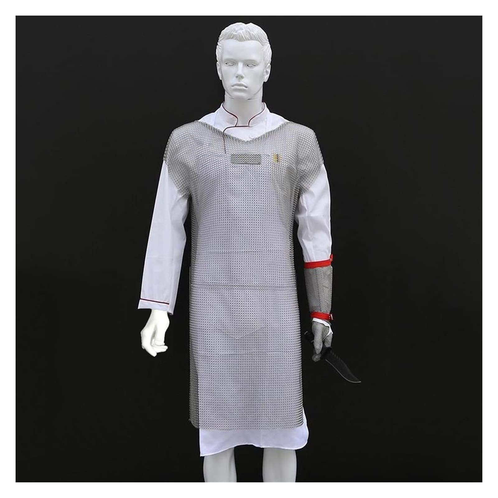 Fartuch ze stali nierdzewnej odporny na przecięcia i rękawice, metalowy fartuch w kształcie kamizelki, odzież robocza do rozbioru mięsa rzeźni(Gloves m)