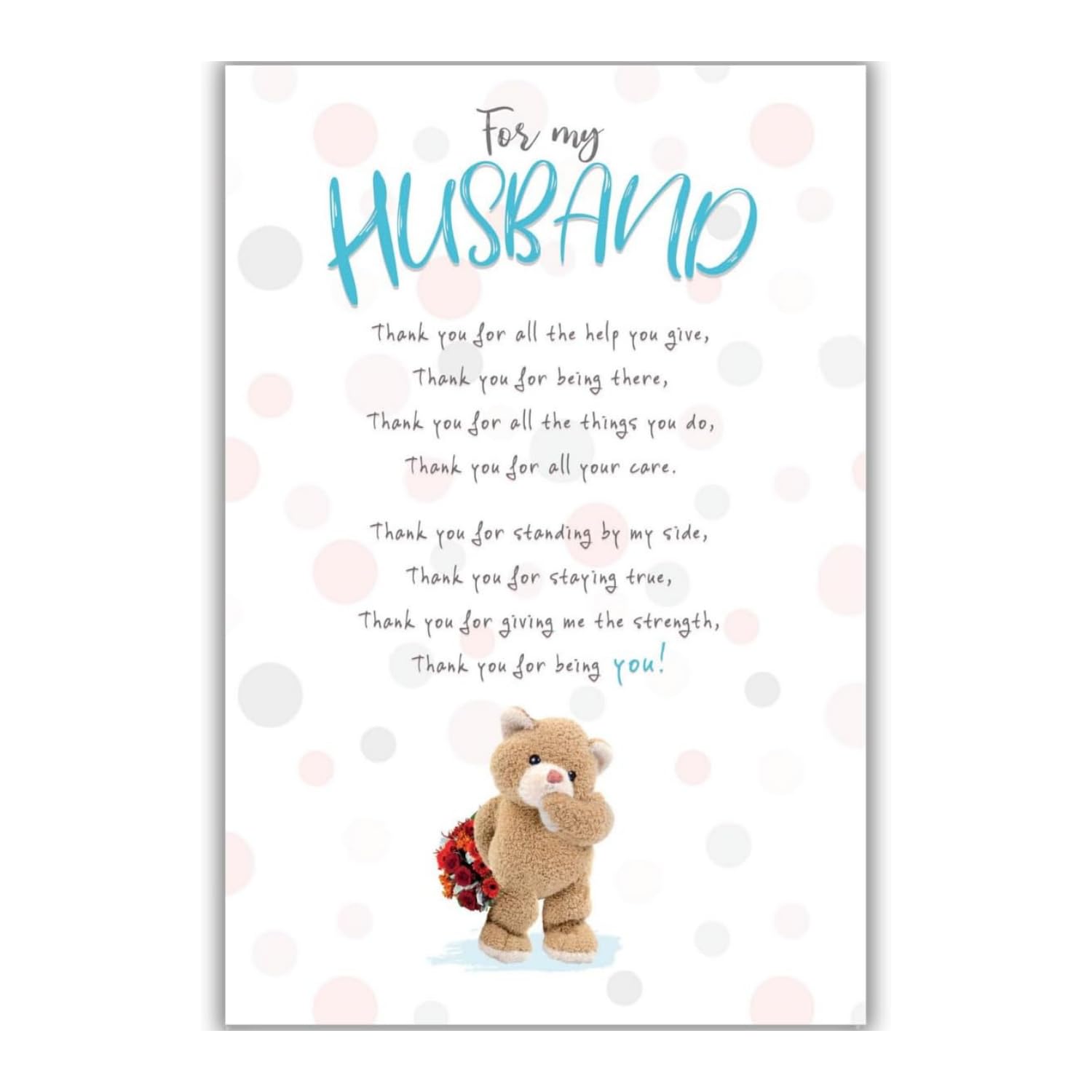 Emotional Rescue Stuffed With Love Husband Anniversary Card from Wife, Thank You For All The Help You Give, Multi-Coloured, 15.2 x 22.9 cm