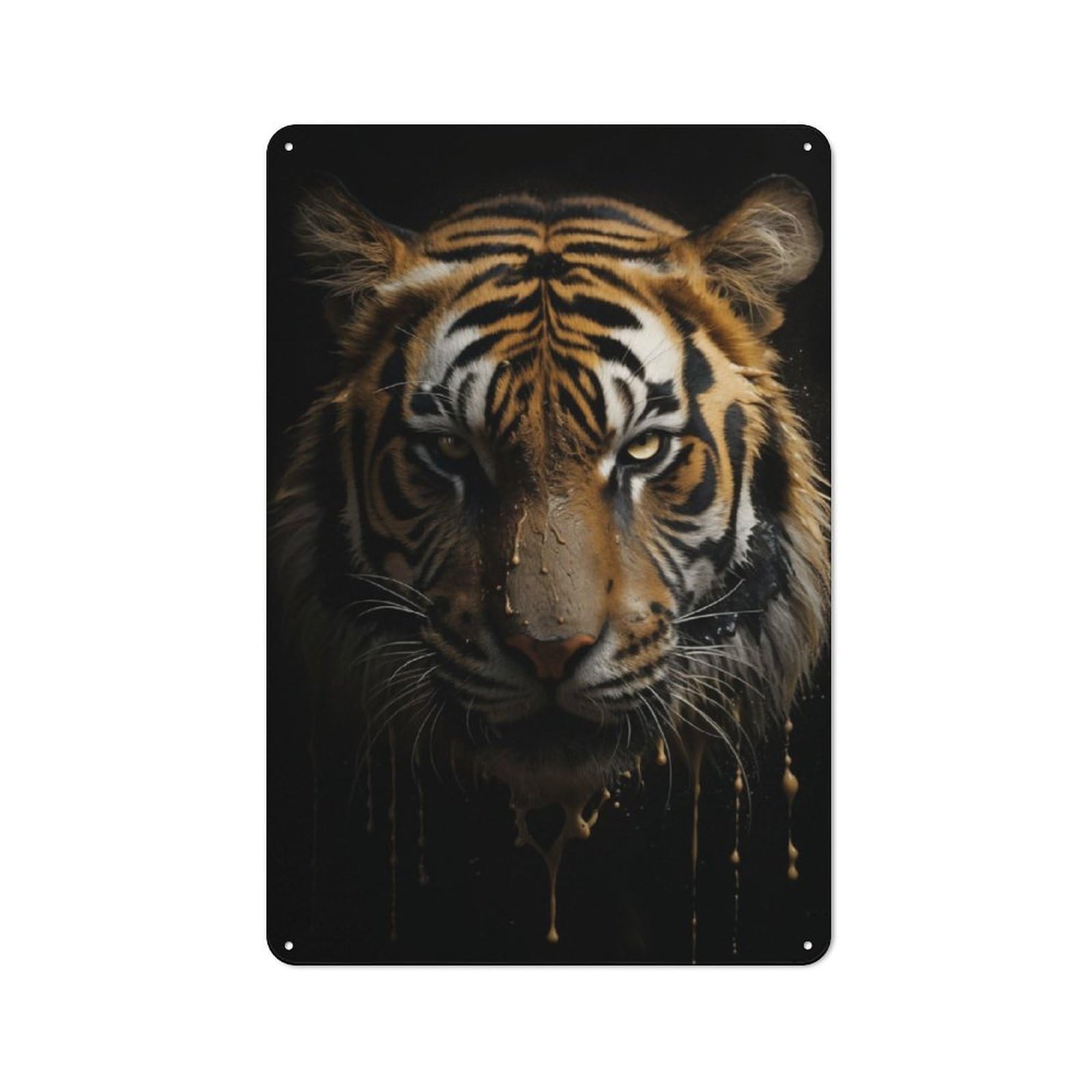 Junmoney Evil Tiger Fluid Dripping For Garden Room Or Summerhouse, Rustic Tin Sign 30X20cm, Wall Decor For Garden Rooms And Summerhouses