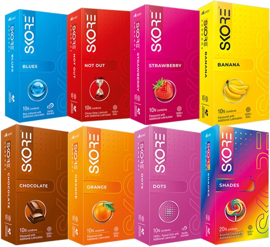Skore Premium Multi Variety Condoms Combo - 10 Count (Pack of 8)