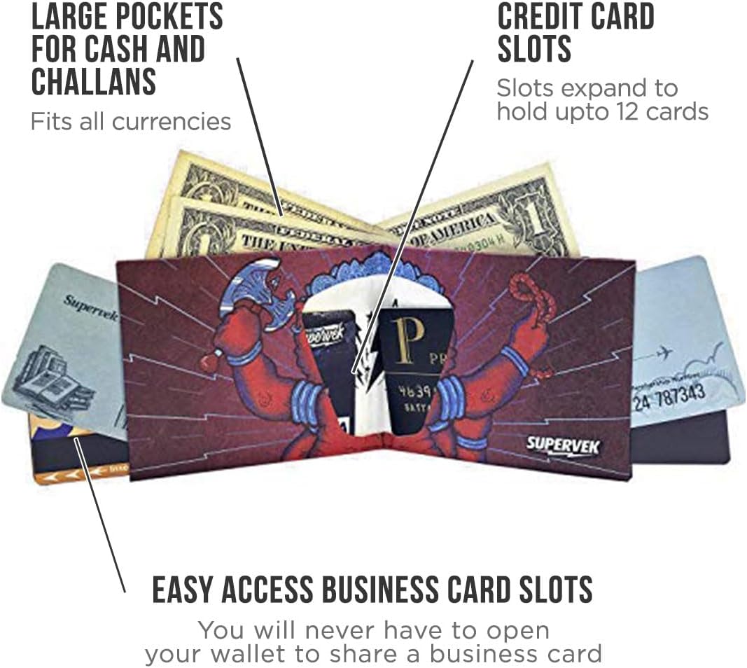 SUPERVEK Avighna Paper Slim Bifold Wallet for Men Women | Ganesh Hindu Yoga Vegan Men's Mighty Credit Card Holder | Mens Womens Slimfold EDC - Image 3