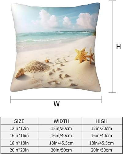Miniatura 4 de Fundas de almohada con estampado de playa de 12 x 12 pulgadas, funda de cojín decorativa cuadrada suave para cama, sofá y dormitorio