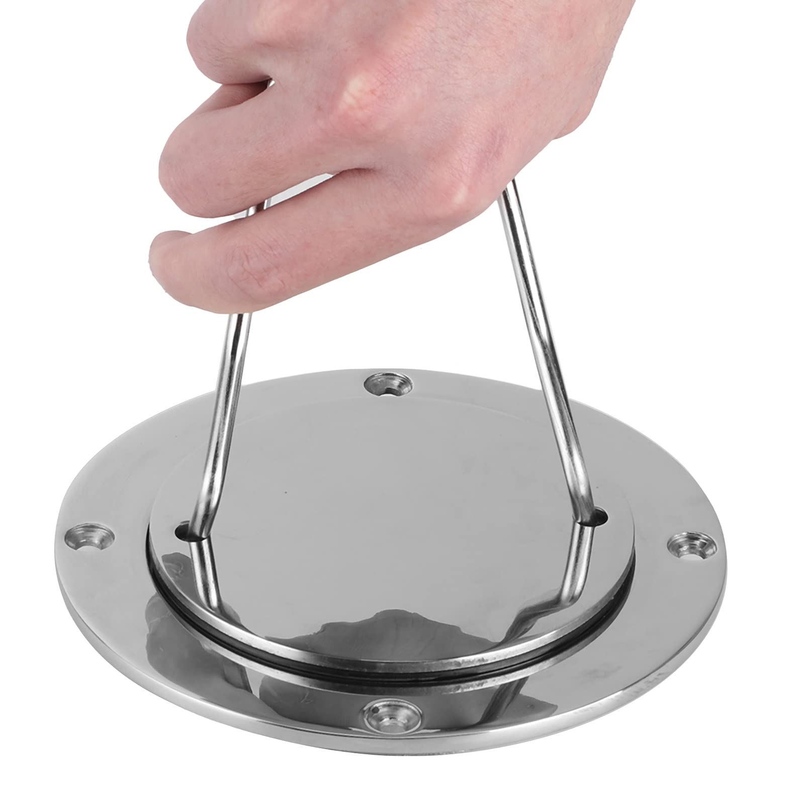 Plaque de Pont KIMISS, Trappe D'inspection en Acier Inoxydable de Couvercle de Trappe de Pont en Acier Inoxydable de 4 Pouces avec Clé pour Accessoire de Quincaillerie Marine de Yacht