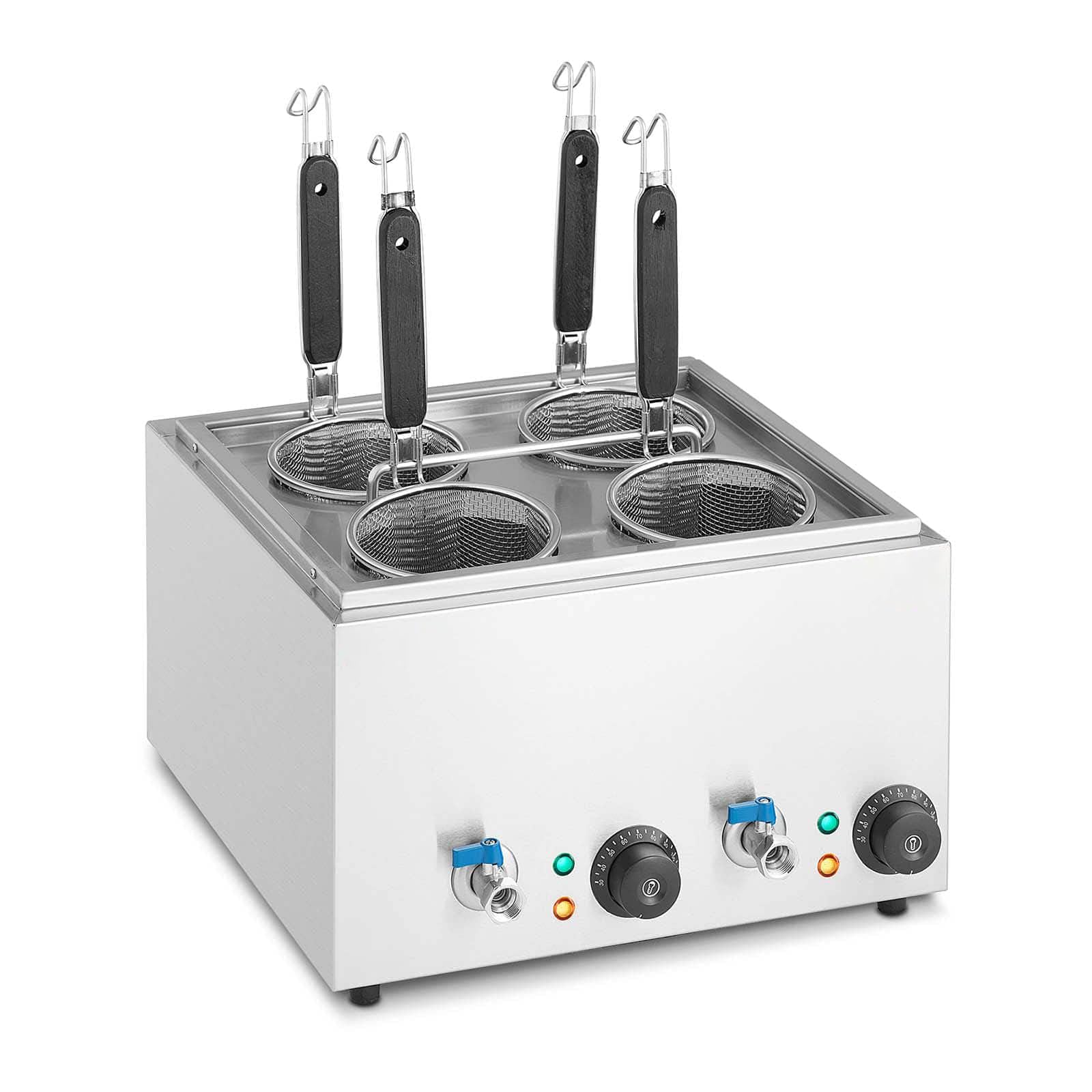 FfiMe Cuocipasta Professionale, Macchina per Cuoci Noodles 4 Fori, Scaldavivande Elettrico in Acciaio Inossidabile 1500W, Regolabile 30-110°C, per Catering e Ristoranti