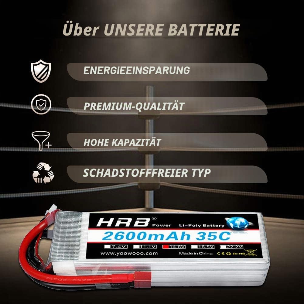 HRB 2 STÜCKE 4S 14,8V 2600mAh 35C Lipo Batterie mit Deans T Stecker für RC Hubschrauber Flugzeug Auto Boot LKW