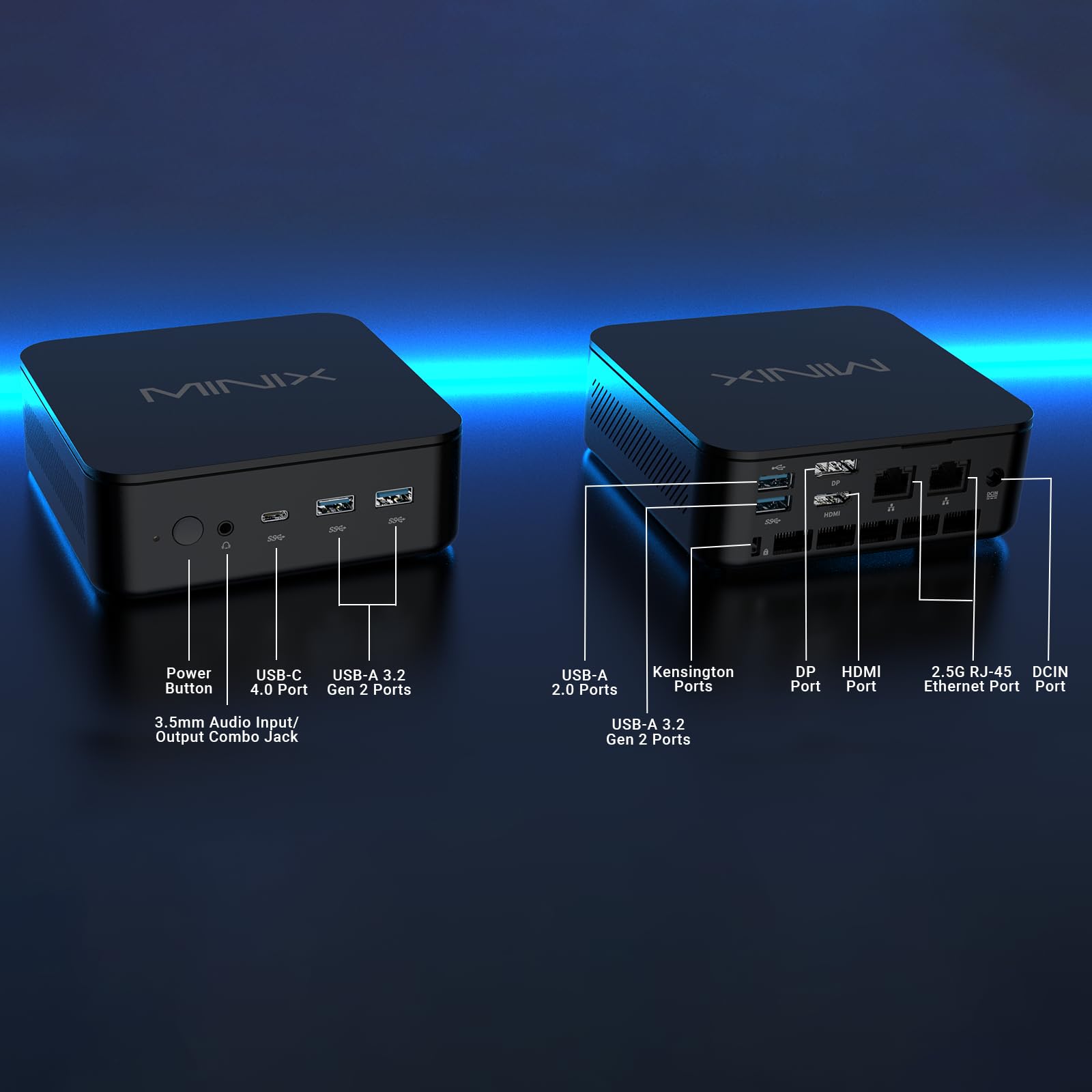 MINIX NGC-NR660 Mini PC, AMD Ryzen 5 6600H, 16GB DDR5, 512GB SSD PCIe 3.0, Micro Desktop Compact Windows 11 Pro, Doppia LAN 2.5G, triplo display 4K, USB-C 4.0, WiFi 6E per la casa