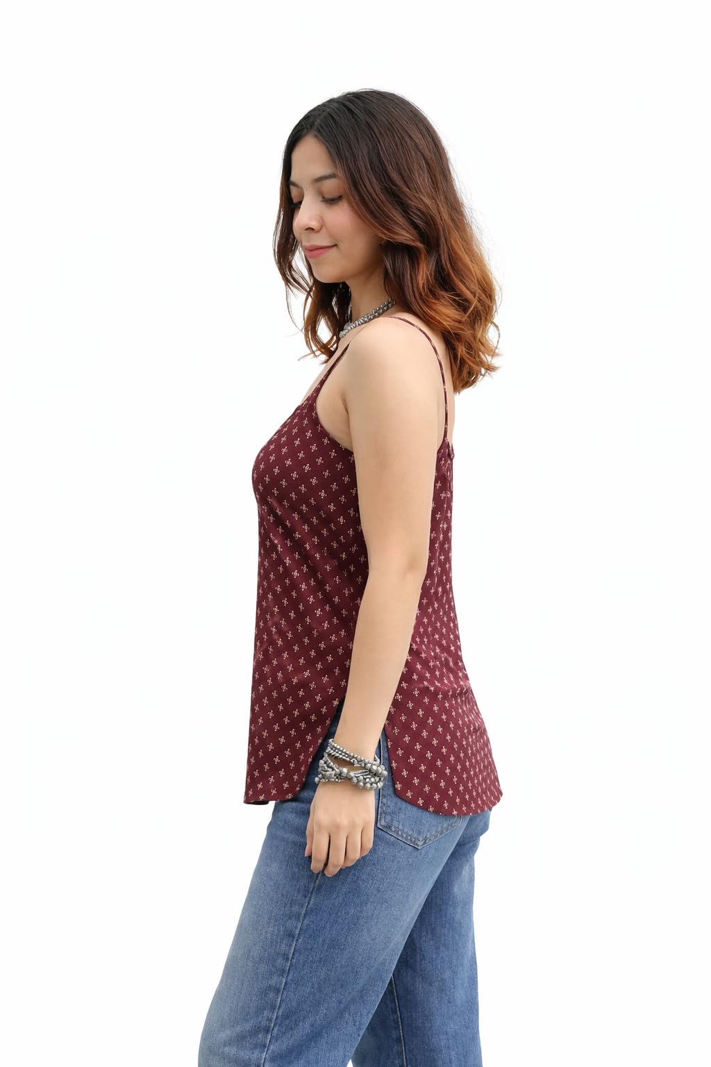 khalpar Women's Printed Satin Camisole Top, Spaghetti Strap, Regular Fit, Casual Western Style, Sleeveless Summer Tank Top-picture-45