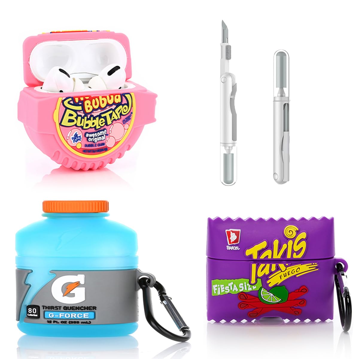 (3Pack) Case for AirPods Pro 2nd/1st Generation with Cleaning kit, XMBYGY Cute Skin Design Silicone Cartoon Charging Case Protective Covers with