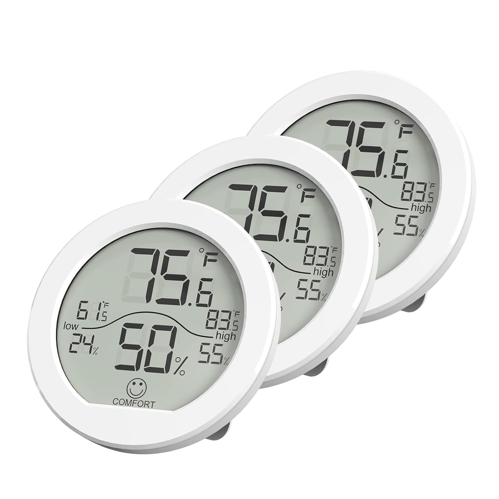 SECRUI Digitales Thermometer-hygrometer Innen 3-Stück, Temperatur & Luftfeuchtigkeitsmesser, Temperaturmessgerät & Luftfeuchtigkeit Messgerät Innenthermometer Raumthermometer für Haus/Wohnung Zimmer