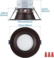 Vista 7 de TORCHSTAR Paquete de 8 5CCT de 4 pulgadas LED empotrados integrados sin lata con caja de conexión, deflector profundo antirreflejo, lámpara