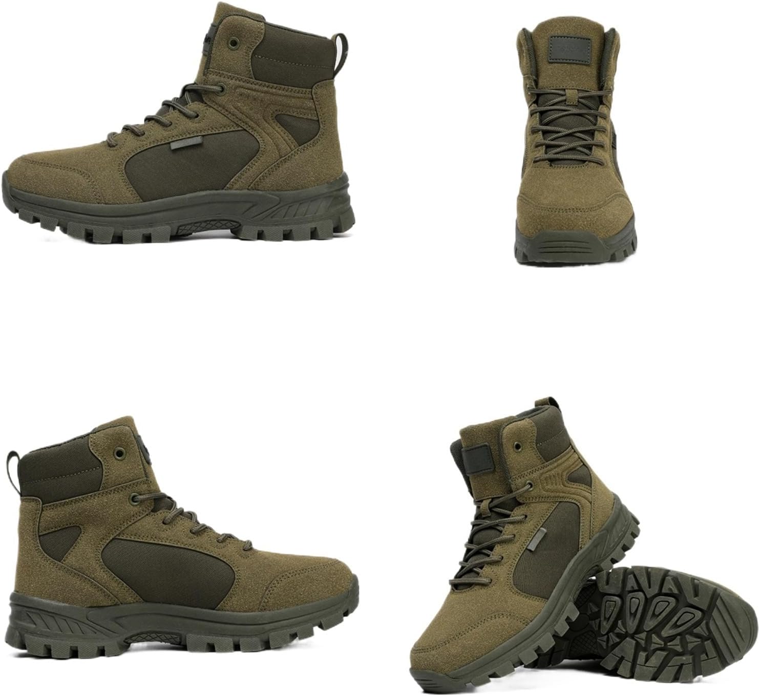 Men's Suede Mesh Lace Up Mid Ankle Military Tactical Boots Breathable Lightweight Round Toe Comfortable Outdoor Boots For Hiking Trails Camping Trekking Backpacking Travel
