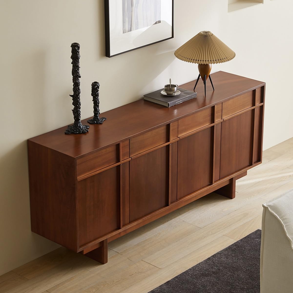 Credenza Credenza Della Cucina Consola d'Ingresso Autoportante in Legno Massello 160x40x79cm, Mobile di Deposito Vintage per Soggiorno Albergo Balcone Credenza Mobile bar
