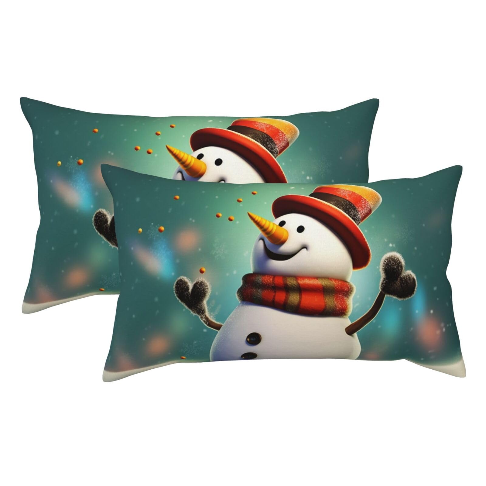 2 Pack King Size Pillow Cases for Hair and Skin Soft Breathable Pillow Case Covers with Hidden Zipper Funny Snowman Pillowcase 20x36 Inches Pillow Covers for Sleeping Gift