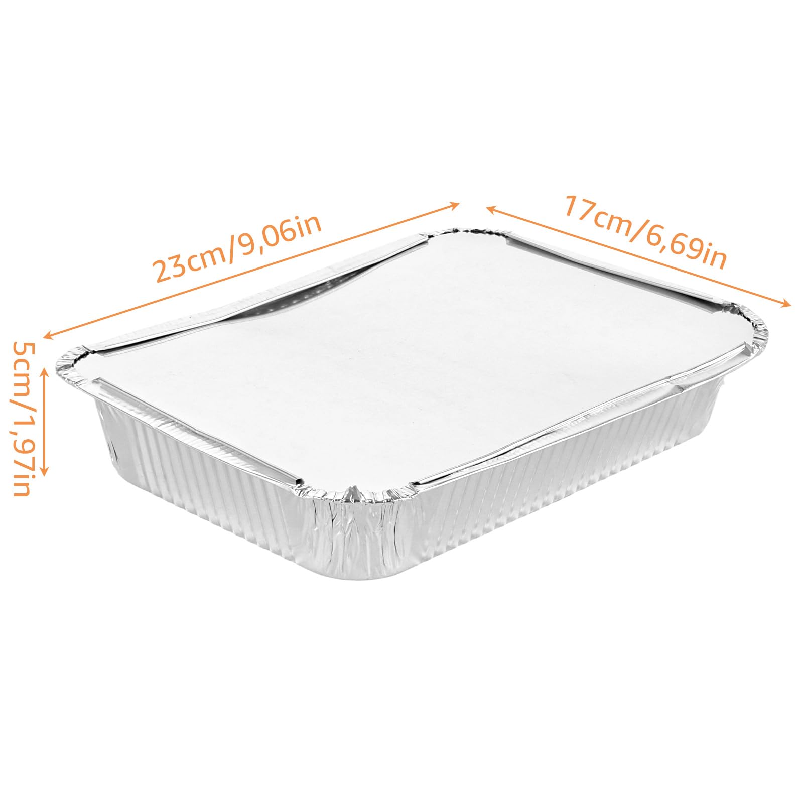 Barquettes en aluminium jetables avec couvercle 23 x 17 x 5 cm Lot de 50