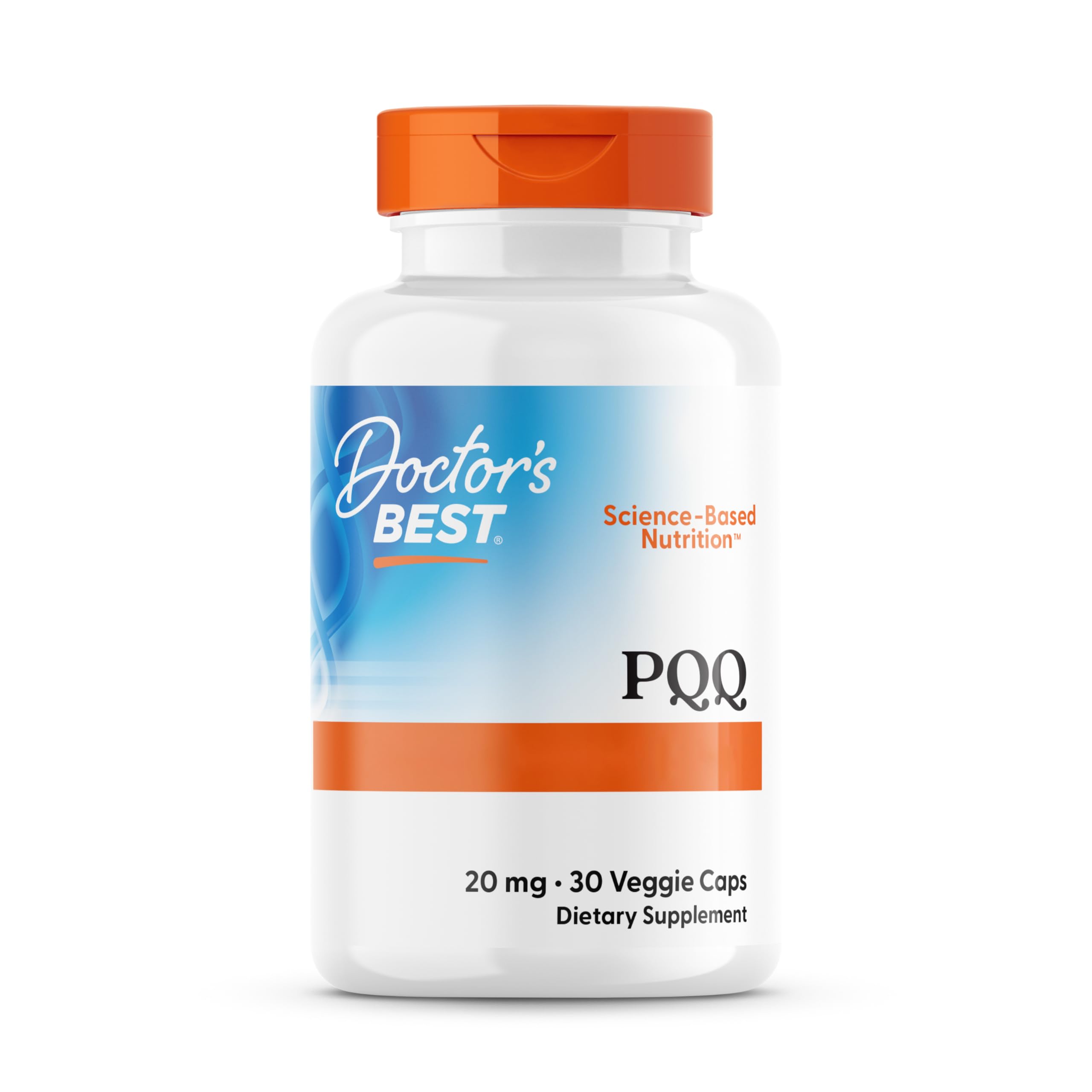 Doctor's Best, PQQ (Pyrroloquinoline Quinone), con BioPQQ, 20mg, 30 Cápsulas veganas, Altamente Dosificadas, Probadas en Laboratorio, Sin Soja, Sin Gluten, No GMO