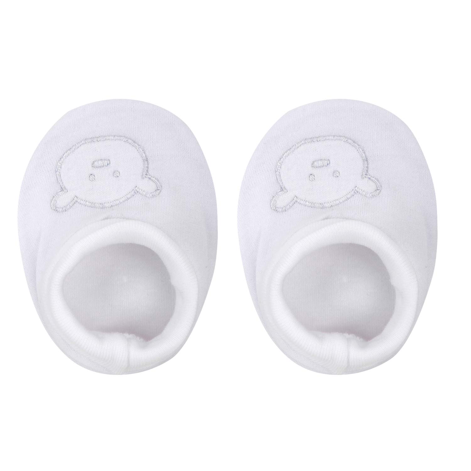 superminis Newborn Baby Thick Base Cotton Booties and Mittens Set with Elastic Closure (0-6 Months, White, Pack of 2) 1