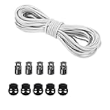 Versatile 1/8-Inch (3mm) Elastic Cord - 10 Yards with 10 Pack Plastic Spring Cord Locks - Stretch Cord, Elastic Rope, and Drawstring Cord for Sewing, Crafting, and DIY Projects (White)