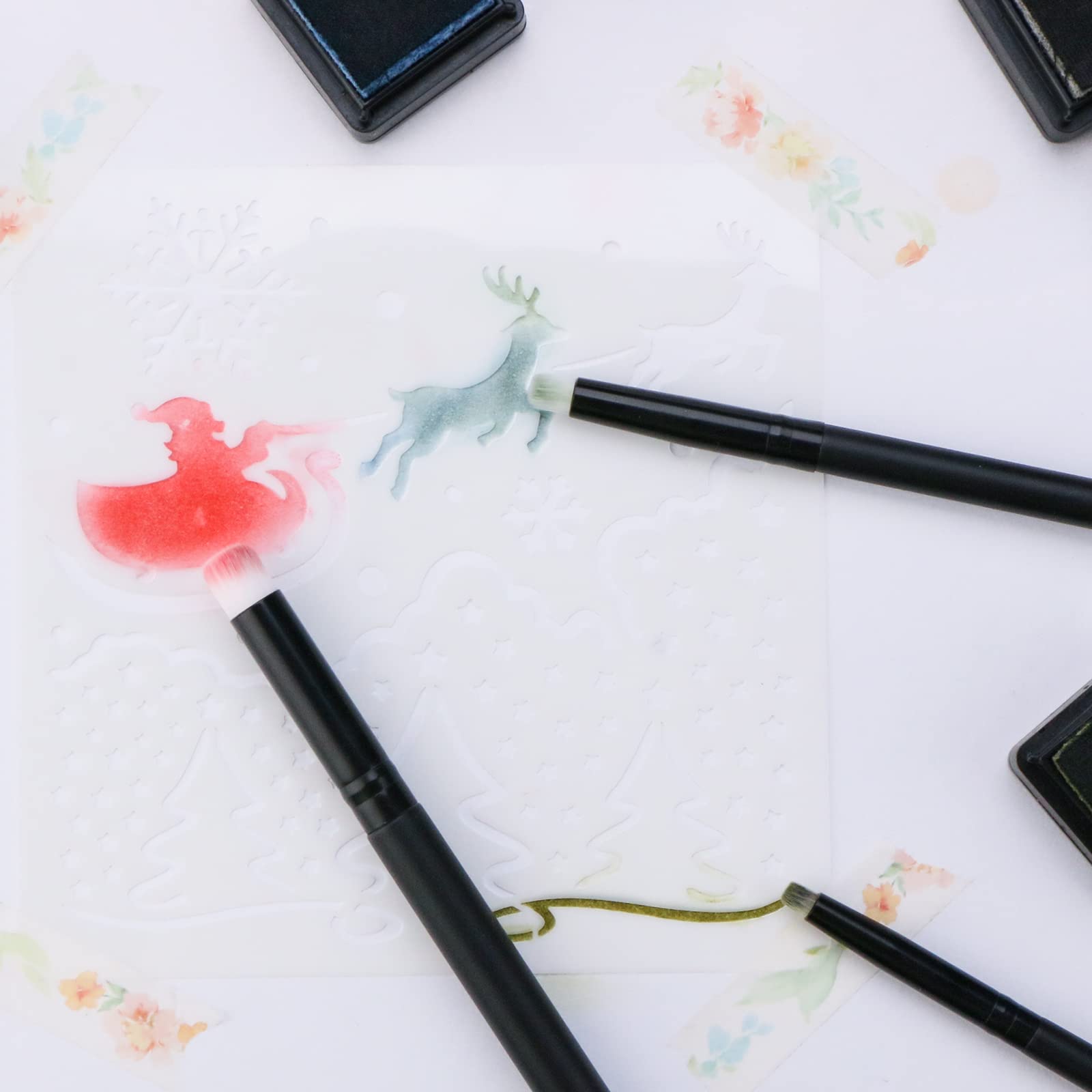 UNIMEIX - Mini pinceles de mezcla para hacer tarjetas, pintura en miniatura con pincel seco, licuadora de fondo, pequeños pinceles de acuarela para pintura detallada (paquete de 12)