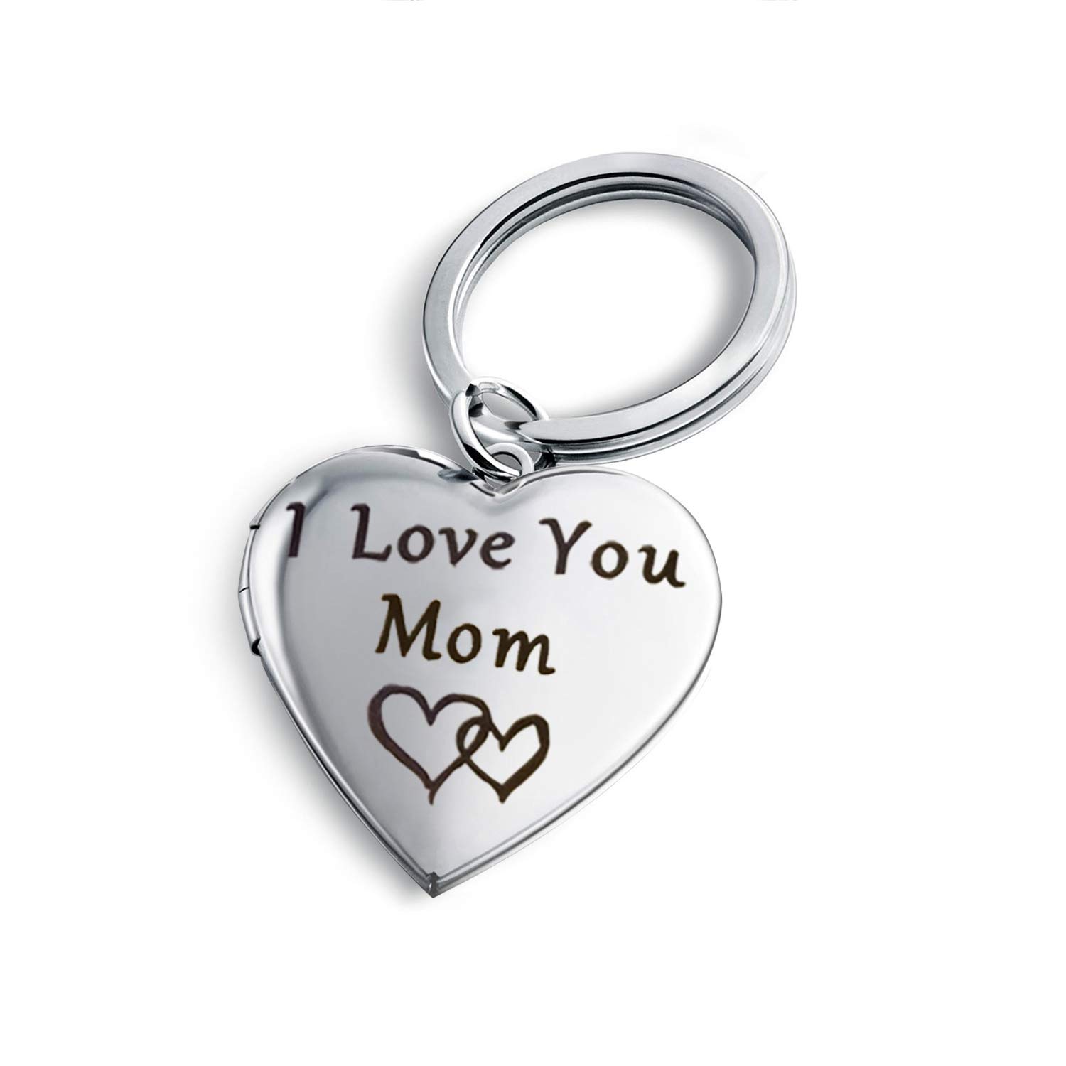 PHOCKSINSilver Heart Locket Keychains For Women Black Silver Locket Key chain that Hold Pictures Photo Keychain as Gifts