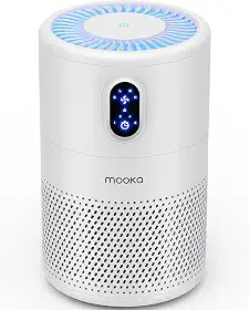 MOOKA Purificadores de ar para casa grande sala de até 1076 pés quadrados, limpador de filtro de ar HEPA verdadeiro H13, eliminador de odores, remover poeira de fumaça pólen pêlen, luz noturna