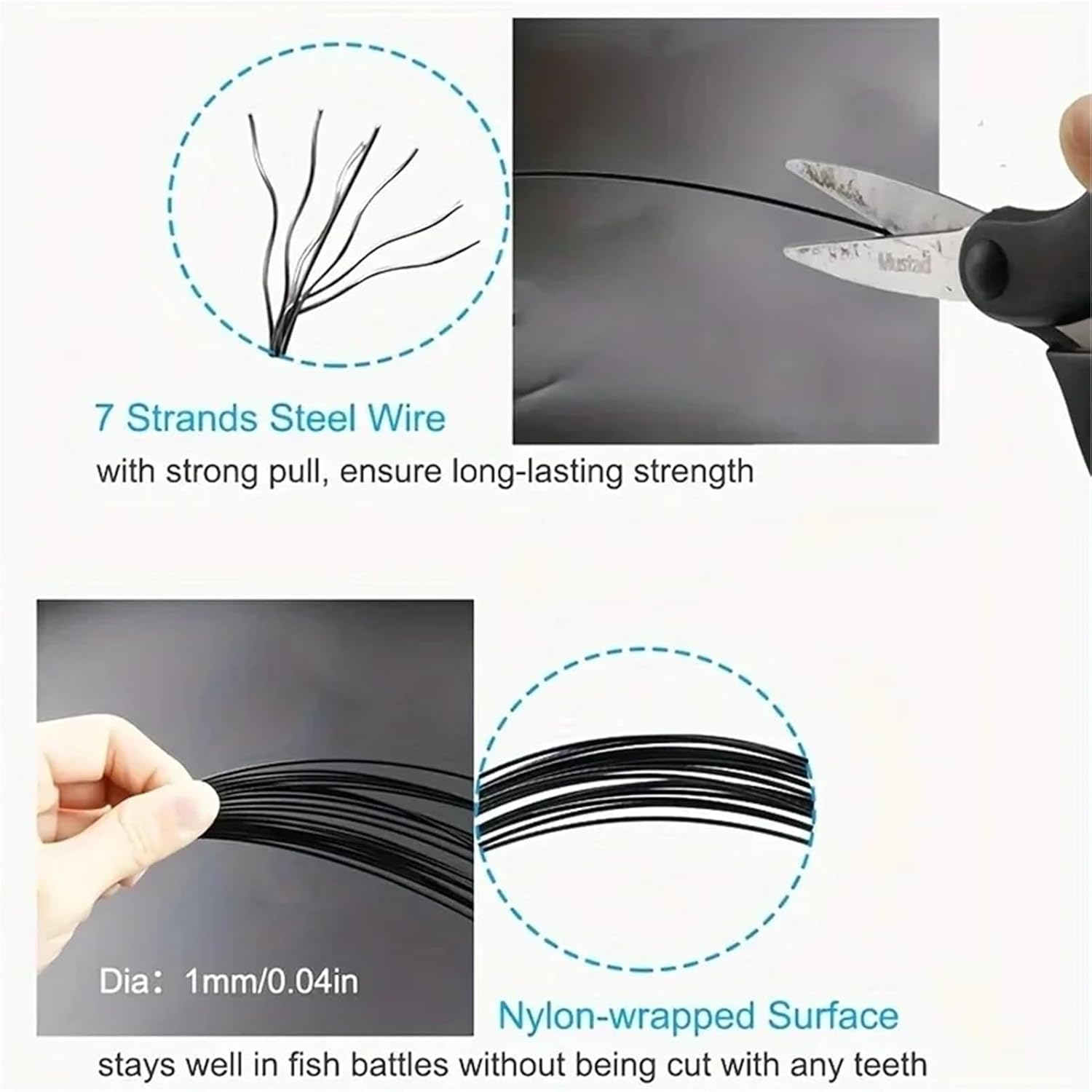 40 Pcs Steel Fishing Leaders - 19.68in Wire with Swivel Snap, Saltwater