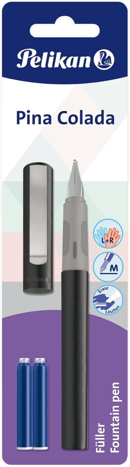 Pelikan Pina Colada Fountain Pen with 3 Standard Ink Cartridges, 3 Assorted Colours, 1 Piece - Random Colour, No Colour Request Possible