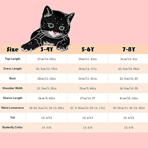 Miniatura 6 de Wbesty Disfraz de gato negro de Halloween para niñas con tutú rosa, diadema y cola de orejas de gato, cuello de lazo, cara de gato