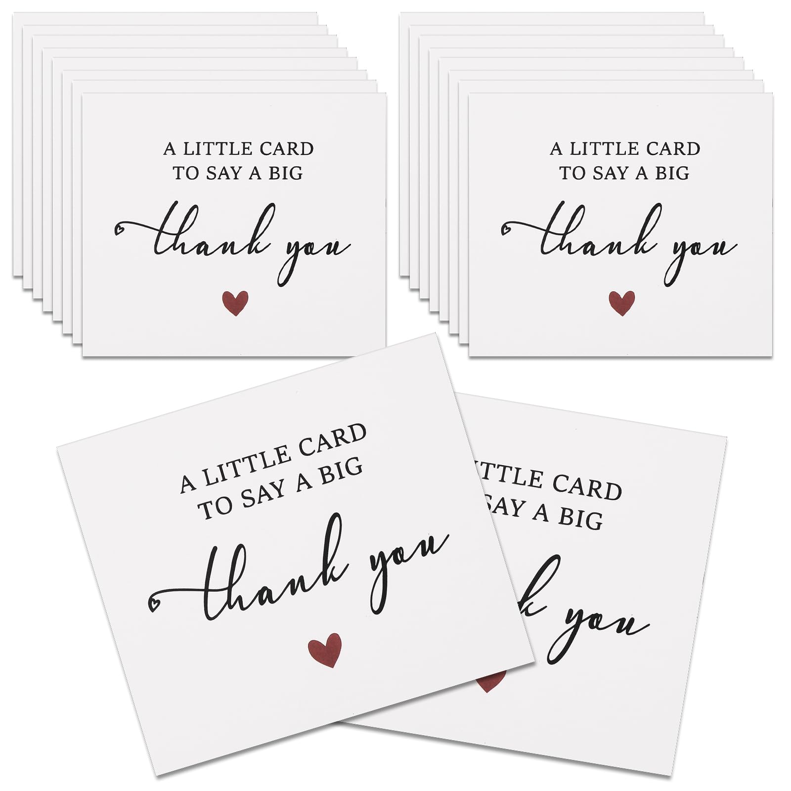 Nogeqi 50 Pcs Thankyou Cards Mini Thank You Cards Small Business for Wedding Graduation Business, Thank You Notes Multipack Mini Blank Greeting Card, 8.8 x 7.6 cm