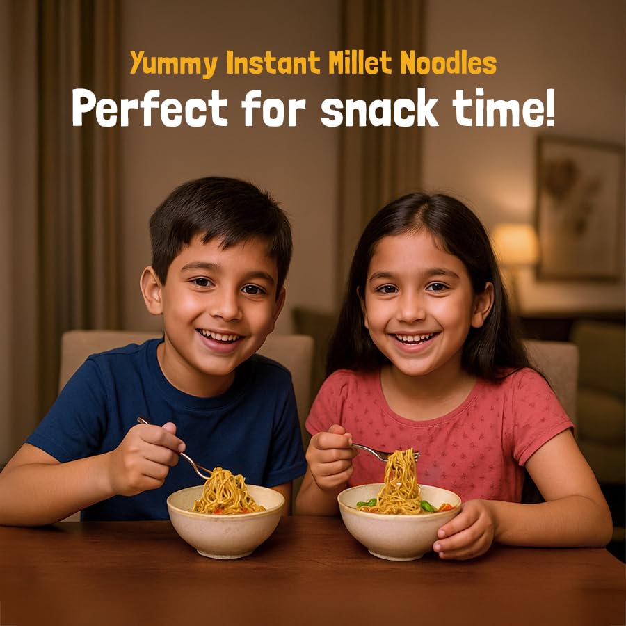 Image of Slurrp Farm No Maida, No MSG Instant Noodles | Magic Masala | Not Fried, Millet Noodles, 4 X 57 g (Pack of 2)