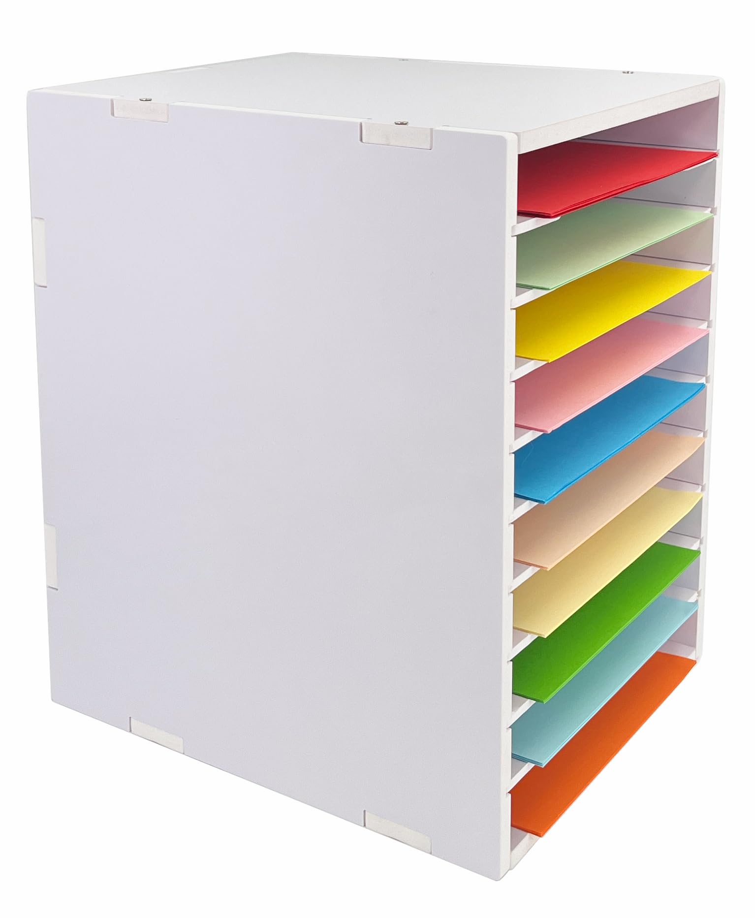 JAHOSENYA 10-Tier File Sorter Organizer for Desk, Desktop Organizer with Adjustable Lettry Tray, Paper Sorter for Office School Home (White)