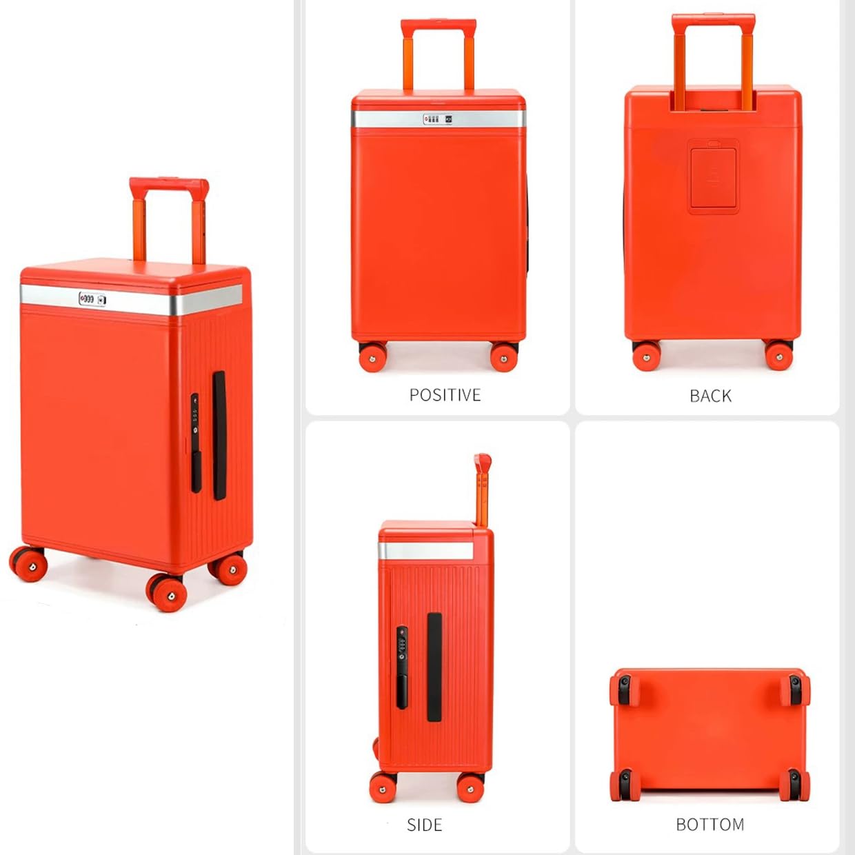 Airline-konformes Handgepäck Multifunktionaler 20-Zoll-Reisekoffer mit Reißverschluss und Hartschale Business-Koffer mit seitlicher Öffnung Aluminiumrahmen und TSA-Schloss Unisex(1 Set,9#)