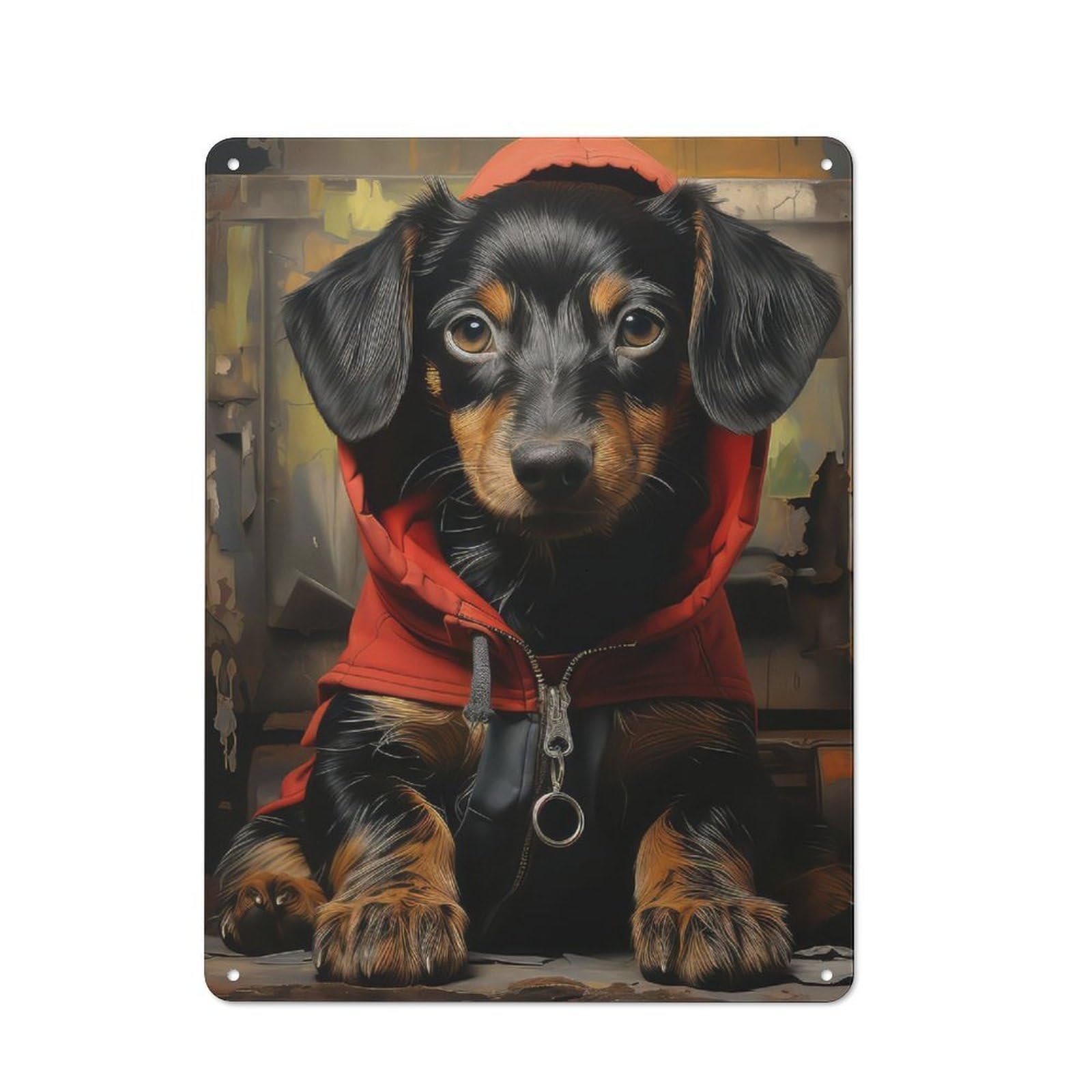 Junmoney Dachshund Dog Puppy Pup For Living Room Or Hallway, Rustic Metal Sign 40X30cm, For Home Interiors, Feature Walls And Decorative Displays