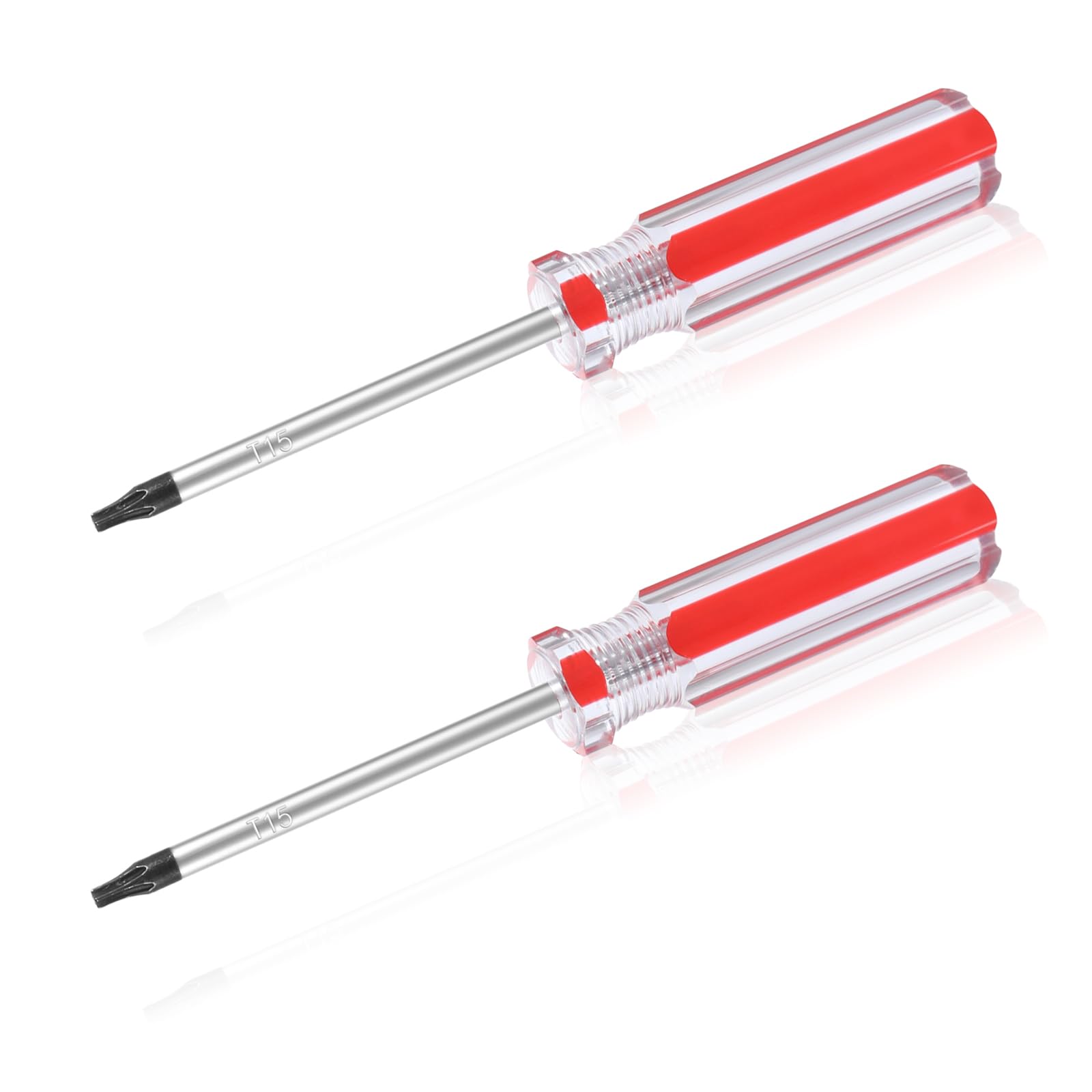 JJUNW 2 Pcs T15 Torx Screwdriver, Magnetic Torx Driver Star Bit Screwdrivers, Security Torx Screwdriver with Insulated PVC Handle, Magnetic Head