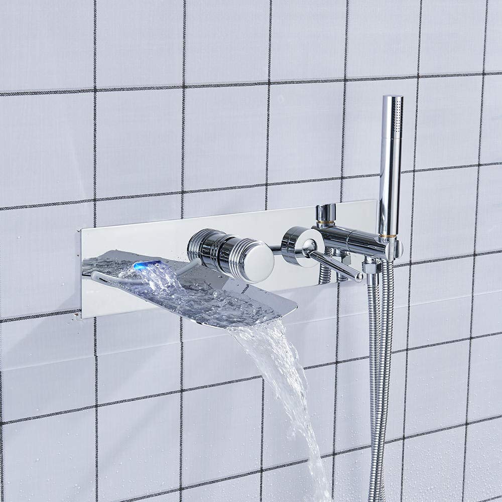DFGHNBVC Bathtub Faucet Mixer Tap With Hand Shower Sprayer Waterfall Spout Hot And Cold Water Mixer