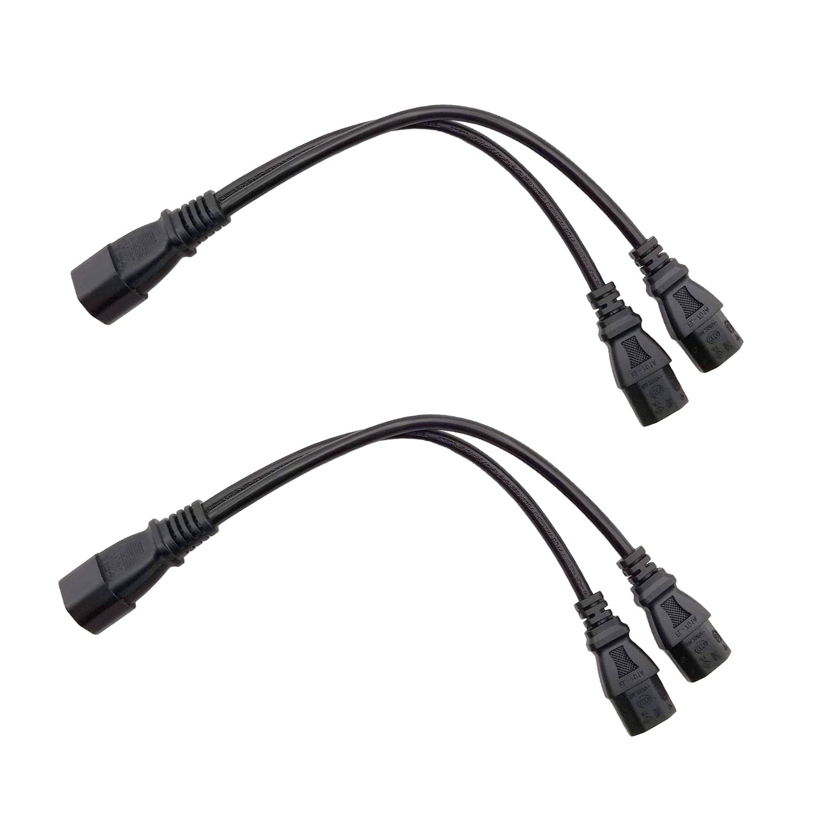 2 Pack UPS Server C14 to 2 x C13 Y Splitter Adapter Extension Power Cable Cord, 1ft